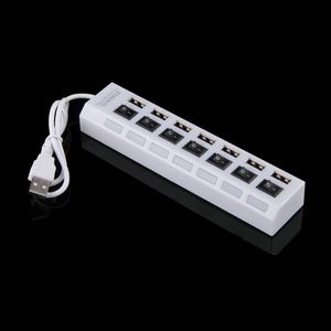 Freeshipping White 7 Ports USB 20 High Speed Adapter Hub Power On/Off Switch Red LED light for laptop PC notebook C1 Dnefq