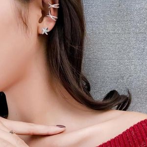 Backs Kolczyki 925 Sterling Srebrny Lśniący CZ CZ CUFF Mankiet Ear Cuff On For Women Girl No Kaming Earcing Jewelry