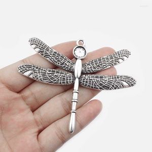 Anhänger Halsketten 2 Stück Antik Große Libelle Charms 8mm Runde Cabochon Blank Lünette Halskette Schmuckzubehör Machen 81 65mm