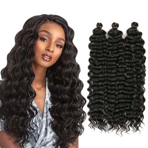 Cabelo sintético encaracolado torção crochê cabelo 22 Polegada onda profunda trança cabelo macio ombre loira marrom trança extensões de cabelo