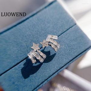 Kolczyki stadninowe luvend prawdziwe 18K biały złoto naturalny diament moda mody kobiecy biżuteria gniazdka meteorowa konstrukcja kształtu