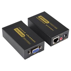Audio Cables Connectors VGA Extender till LAN CAT5E/6 RJ45 Ethernet -adapter och stereo -ljudförlängningskonverterare med US Plug Dwwef