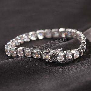 Hip Hop Iced Out Bracelet Big One Row Square Zircon Tennis Chain Bracelets For Men Women Jewelry Hand Chain Gifts