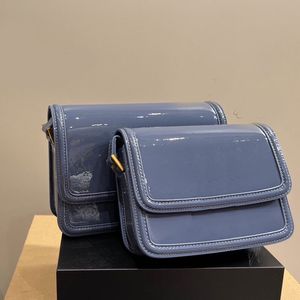 Lacquer Flap Messenger Bag Shoulder Bags Plain Handbag Cowhide Genuine Leather Material Gold Hardware Letter Buckle High Quality Women Clutchs Purse