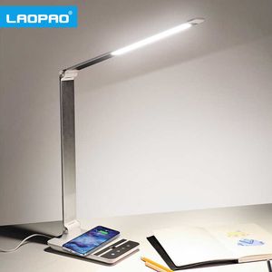 Desk Lamps LAOPAO LED Desk Lamp 72 bulb 3 Color Hand Sweep Wireless Charging for phone 360 Rotation Touch Eye-protect with timer Table lamp P230412