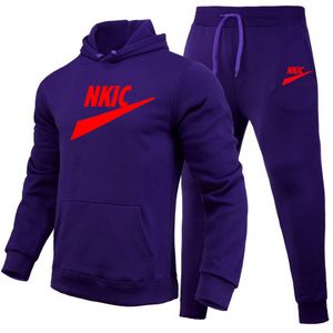 Men Spring New Tracksuit Male Brand LOGO Print Hoodies Pants Two Piece Fitness Pullover Sweatshirt Set Casual Sportswear Suit