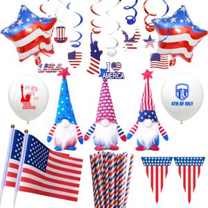 Yenilik Ürünleri Amawill USA 4 Temmuz Amerika Birleşik Devletleri Bağımsızlık Günü Dekorasyon Ulusal Bayrak Folyo Balonları Asılı Swirl Dekor Amerikan Doğumu Z0411