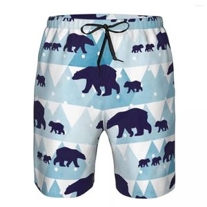 Pantaloncini da uomo Pantaloncini da spiaggia da uomo Pantaloncini da bagno ad asciugatura rapida Orso polare Madre e suo figlio con costumi da bagno da montagna Costume da bagno da bagno