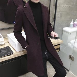 Men's Trench Coats Men Long Casual Top Men's Thick Wool Fashion Warm Coat Lapel Collar Spring Autumn Overcoat Plus Size 5XL