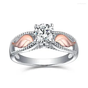 Cluster Rings Attractive Charm Silver Rose Gold Colors Wing For Women Trendy Metal Inlaid White Stone Wedding Engagement Jewelry