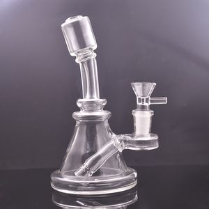 Großhandel 6 Zoll Mini Glasbecher Bong Wasserpfeifen Wasserpfeifen 14mm Female Dab Rigs Bubblerash Catcher Tabakpfeife mit Glasölbrennerschale