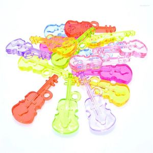 Pingente colares guitarra forma jóias acrílico grânulo crianças diy frisado caixa de armazenamento cristal gem brinquedo acessórios colar pingentes 50 19 7mm