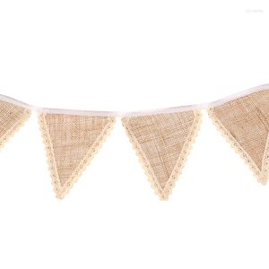 Party Decoration 1Pc 1.6M Vintage Wedding Jute Hessian Burlap Bunting Banner Background Rustic Flags Festival Supplies