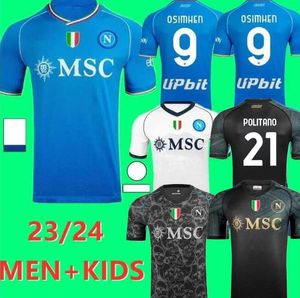 23 24 Napoli Futbol Formaları Maglia Napoli 2023 2024 Zielinski Kvaratskhelia Kids Campioni D'Italia futbol gömlek OSIMHEN RRAHMANI SSC Napoli Maillots de Foot 989