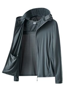 Kurtki damskie Summer UPF 50UV odporna na skórzaną kurtkę męską z ochroną przeciwsłoneczną Hood Oddychalność Ultra-cienko-wiatroodporna kurtka Plus Size Casual Jacket 8xl 230412