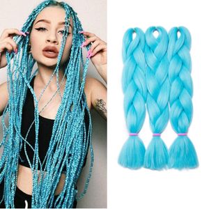 Capelli intrecciati blu Treccia nelle estensioni dei capelli per treccia intrecciata Capelli intrecciati Fibra sintetica ad alta temperatura Treccia jumbo azzurra per donna