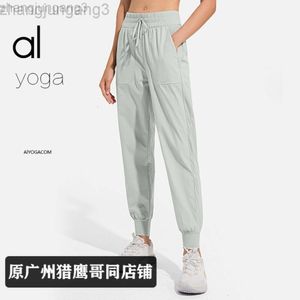 Desginer Aloo Yoga Pocket Calças de fitness femininas com alça solta de secagem rápida cintura alta Calças CasuSports Alos