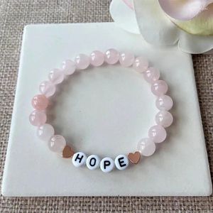 Браслеты-подвески Надежда, браслет из бисера, персонализированная буква, розовый кварц, вдохновляющий подарок