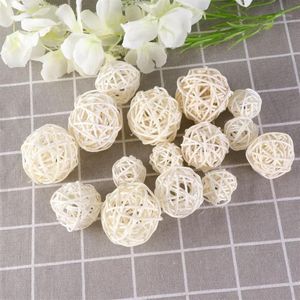 Parti Dekorasyonu 15pcs Hasır Rattan Top Düğün Noel Asma Ry Mobiles 3cm 4cm 5cm White254U