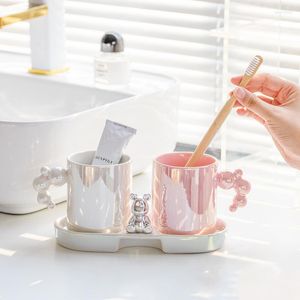 Bath Accessory Set Ceramic Gargle Cups Luxury Toothbrush Household A Pair Of High-value Wash Suits Couples Tooth Jar Bathroom Decoration