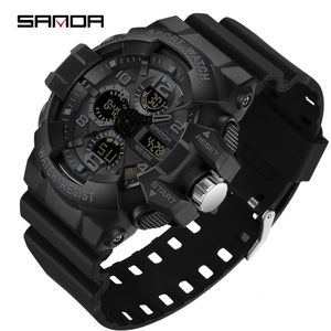 Нарученные часы Sanda Men Analogy Digital Watches Спортивные военные многофункциональные наручные часы водонепроницаемые амортизаторы