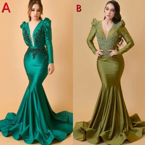 2023 nov Aso Ebi Arabiska spetspärlade sjöjungfrun Mor till brudklänningarna Satin Evening Prom Formal Party Birthday Celebrity Mother of Groom Gowns Dress ZJT007