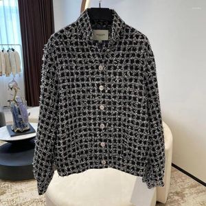 Giacche da donna Designer di lusso Colletto in piedi Cappotto jacquard Giacca lavorata a maglia Industria pesante Elegante lana 2023