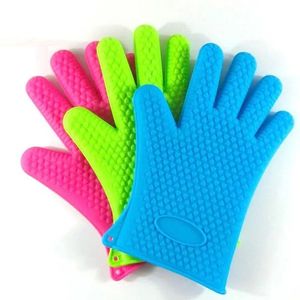 Kitchen Microwave Oven Baking Gloves Thermal Insulation Anti Slip Silicone Five-Finger Heat Resistant Safe Non-toxic gloves