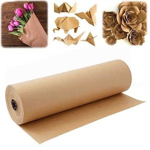 30 Meters Brown Kraft Wrapping Paper Roll Recycled Paper For Gift Crafts Painting Birthday Party Wedding Packaging Decoration Y071240O