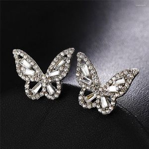 Studörhängen boucle oreille femme 2023 luxe koreanska modesmycken guld silver pläterad söt kristallfjäril för kvinnor flickor gåva