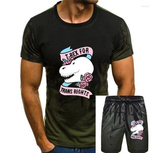 Fatos de treino masculinos LookHUMAN T-Rex For Trans Rights Camiseta de algodão preta