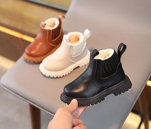 Autumn Winter Baby Kids Short Boots Warm Girls Boys Shoes Leather Children Boots Fashion Plush Toddler Snow Boots Kids
