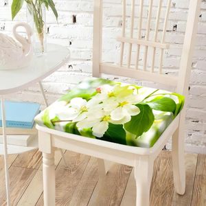 Yastık Bahar Beyaz Kiraz Çiçekleri Baskı Sandalyesi Kare Sırt S Nefes Alabilir Sandalyeler RV Tatil Ofisi Ev Dekor