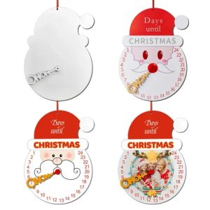 Sublimação decorações de árvore de natal calendário de contagem regressiva espaços em branco mdf ornamentos de calendário de suspensão de madeira atacado