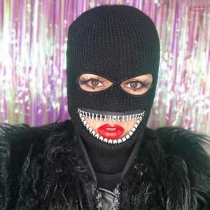 Berets balaclava chapéu horrível crânio boné de crochê para mulheres homens imagem adereços assustador ladrão cosplay festa de halloween