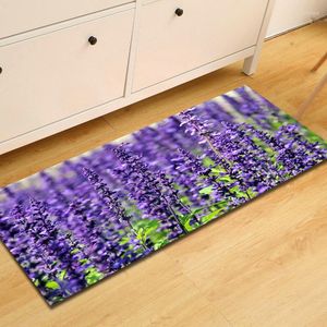 Carpets Purple Lavender Floral Doormat Antislip Bath Mat Door Floor Tapetes Carpet For Toliet Bedside Outdoor Entrance Area Rugs