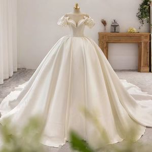 Designer Ball Gown wed dress satin 3D Neck off shoulder Crystal Beaded Appliqued white Bridal Gowns lace stain sequined luxury plus size wed dress Vestido De Novias