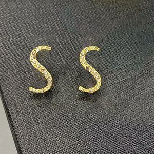 Shining Diamond Earrings Brand Letter Studs Earrings Womens Luxury jewelry Earring Anniversary Gift With Box