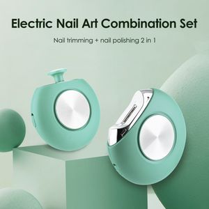 Nagelklippare 2st Electric Nail Clipper Nail Polisher Set Automatisk manikyrkvarn Vuxen Baby Trimmer Nail Sharpener Trimning Nail Art Tool 230411