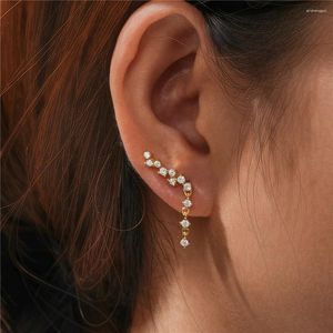 Stud Earrings CANNER 925 Sterling Silver Single Row Crystal Zircon Piercing Chain For Women Jewelry Gift Brincos Pendientes
