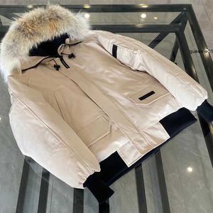 Homens Down Parkas Designer Jaqueta Canadense Inverno Homens Mulheres Ganso Real Lobo Fur Com Capuz Bomber Zipper Bolsos Moda Parka Canadá Quente Casaco C202103