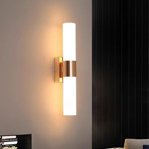 Nordic LED lampa ścienna prosta sypialnia sypialnia sypialnia kwadratowa łazienka lustro reflektory lampy salonu lampy ścienne do domu