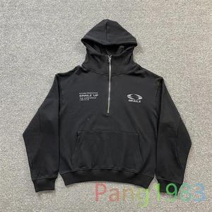 Felpe con cappuccio da uomo Nero Grailz Mezza zip Felpa con cappuccio stampata Uomo Donna Autunno Inverno 1:1 Felpa con logo circolare di alta qualità Pullover