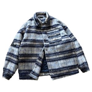 Designer Chrome Winter Hearts Blue Loose Kurtka mężczyzn Kobiety Para Casual Chrome Heart Płaszcz Plusowy Pluszowy Tweed Tweed Tweed Tweed Tweed Kurtka