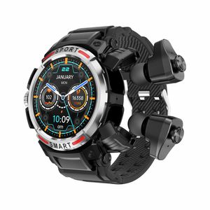 2 I 1 Smart Watch med Bluetooth Earphones Tws Watch Earuds IP67 Smartwatch med hörlur NFC Sportwatch Fitness SmartBands Blood Oxygen Heart Tracker 50 dagar