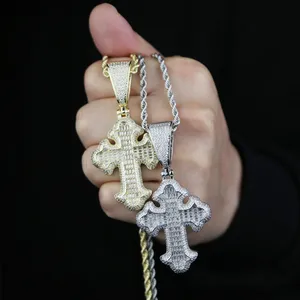 Iced Out New Cross Pendant Necklace for Men Women Micro Pave Bling Cz Paved Hip Hop Punk Jewelry Wholesale