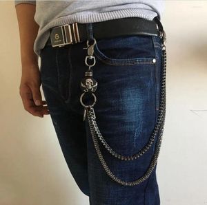 Keychains Fashion Punk Hip-Hop Trendy Belt Midje kedja Multilayer Manliga plånbok Pants Män Jeans Black Metal Chains
