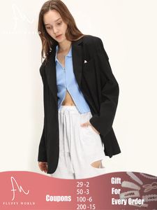 Ternos femininos Blazers Mulheres Blazer Multi-Color Color Solid com ombreiras Jaqueta de comprimento médio Tide High Street Outwear Autumn 20