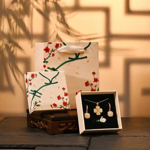 Gift Wrap 5st 2023 Vintage Style Packaging Box Bag Chinese Flower Language qipao PLOGENT