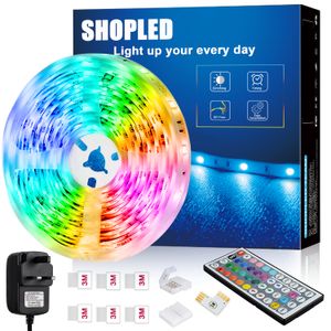 5M/10M LED Strip RGB 5050 SMD LED Lights 44Key Controller 24V Power Supply Light Strips with IR Control Control Skitop Wall Groom TV Backlight DIY توقيت